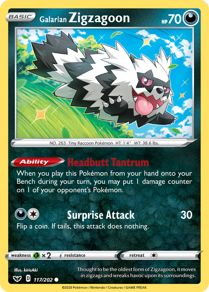 Sword & Shield Galarian Zigzagoon #117/202