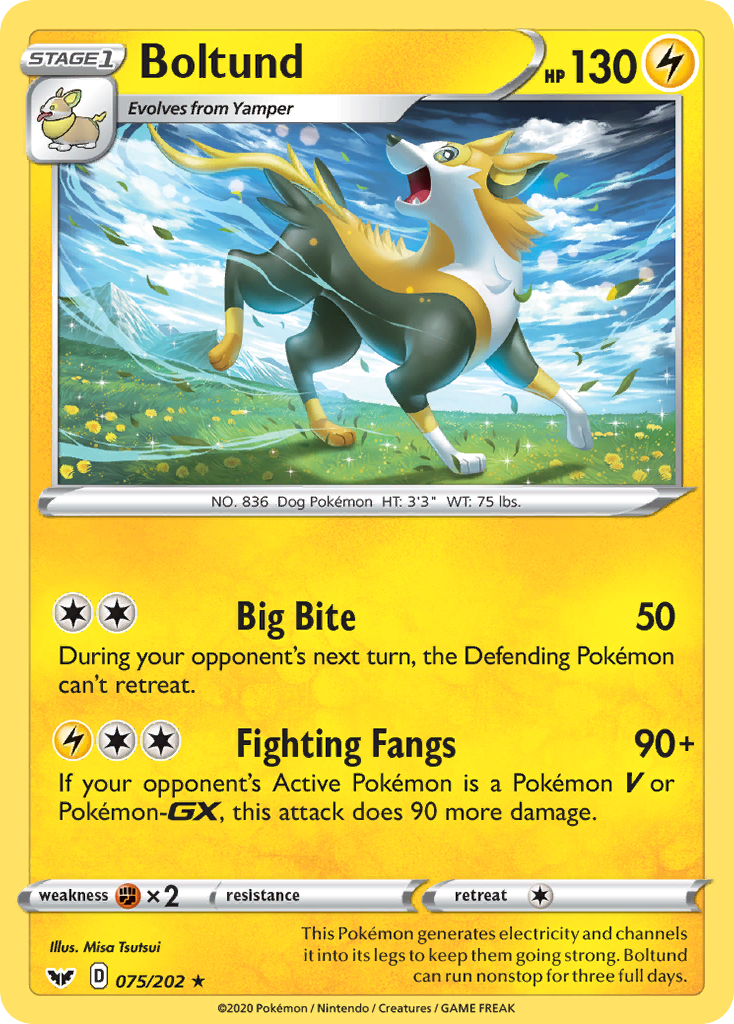 Sword & Shield Holo Boltund #75/202