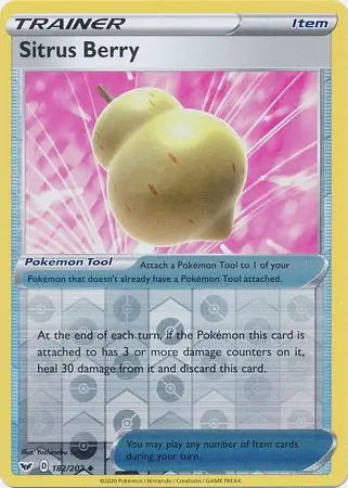 Sword & Shield Sitrus Berry #182/202 reverse holo