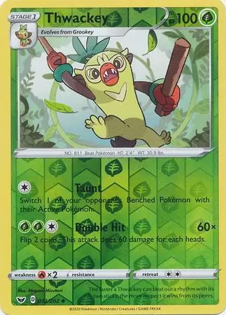Sword & Shield Thwackey #12/202 reverse holo