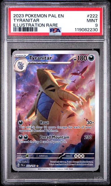 Tyranitar Illustration Rare PSA 9 #222 – 2023 Pokémon Paldea Evolved front