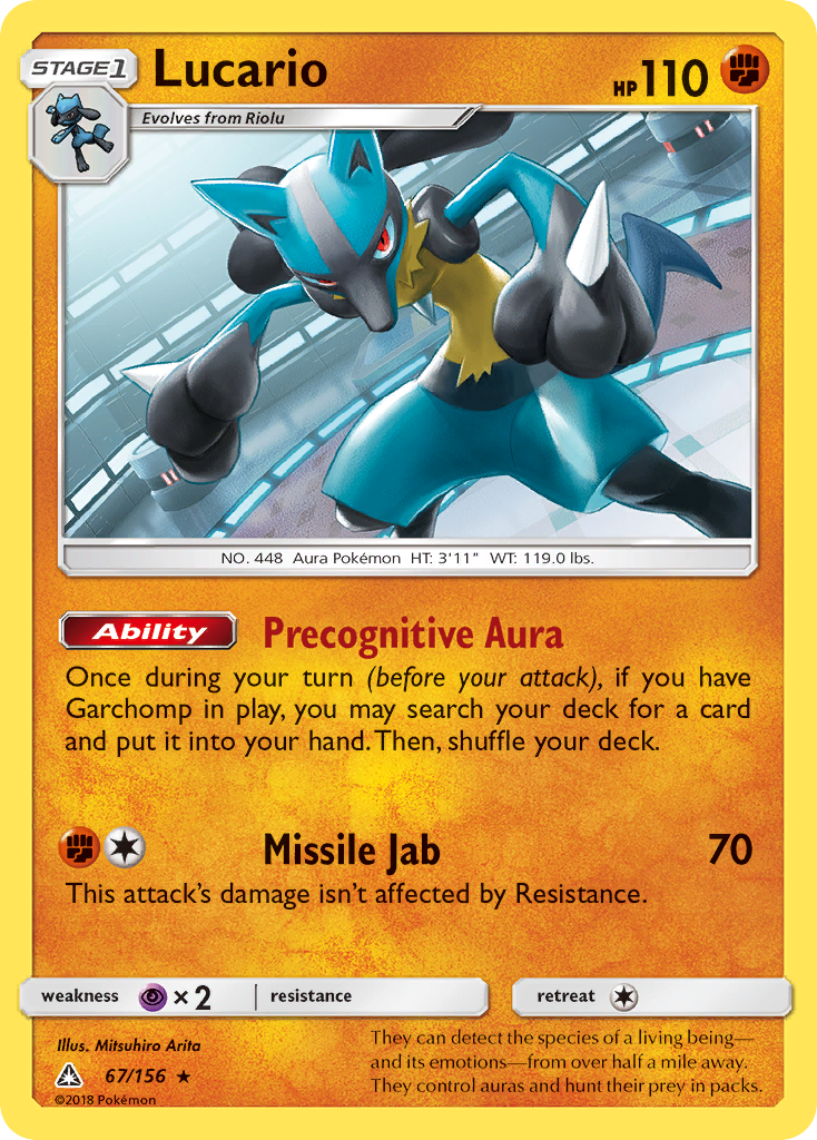 Ultra Prism Non - Holo Lucario #67/156