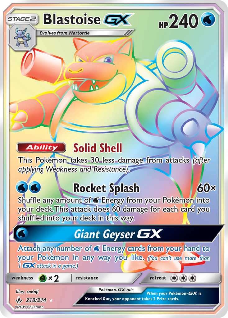 Unbroken Bonds Blastoise GX #218/214