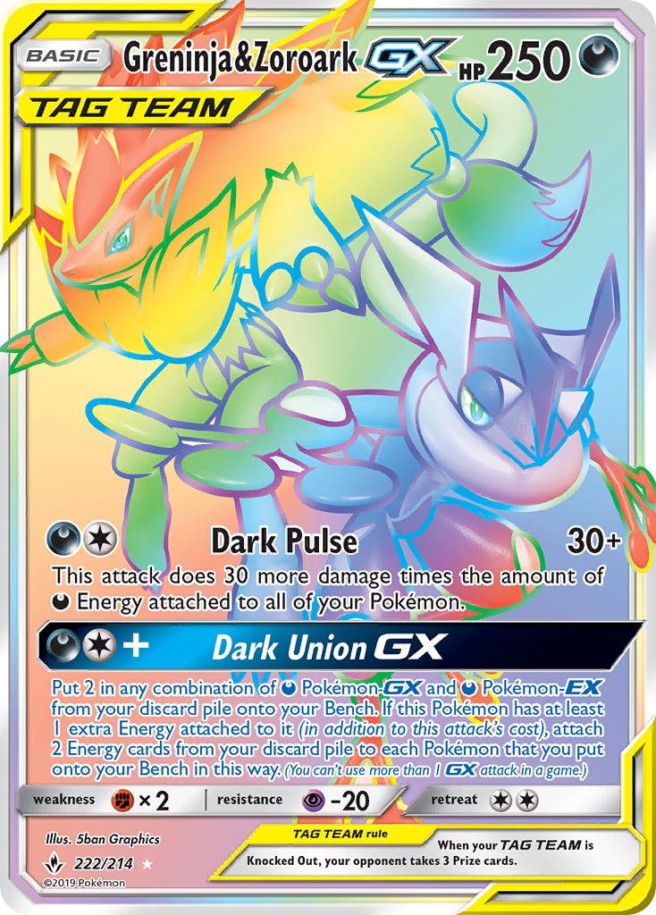 Unbroken Bonds Greninja & Zoroark GX #222/214