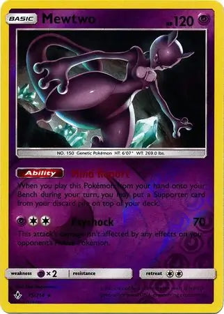 Unbroken Bonds Mewtwo #75/214 reverse holo