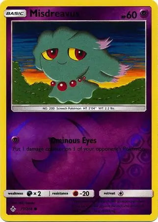 Unbroken Bonds Misdreavus #77/214 reverse holo