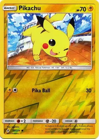 Unbroken Bonds Pikachu #54/214 reverse holo