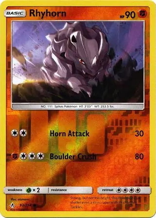 Unbroken Bonds Rhyhorn #93/214 reverse holo