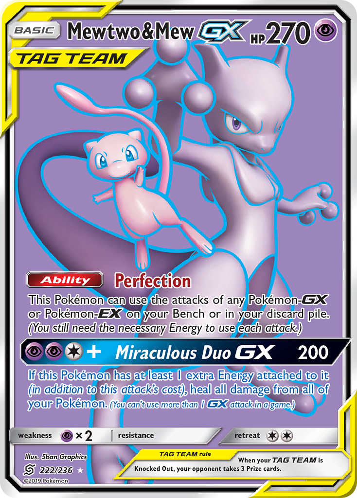 Unified Minds Mewtwo & Mew GX #222/236