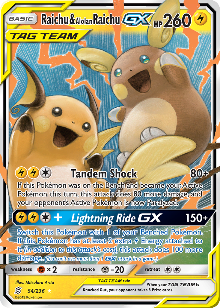 Unified Minds Raichu & Alolan Raichu GX #54/236