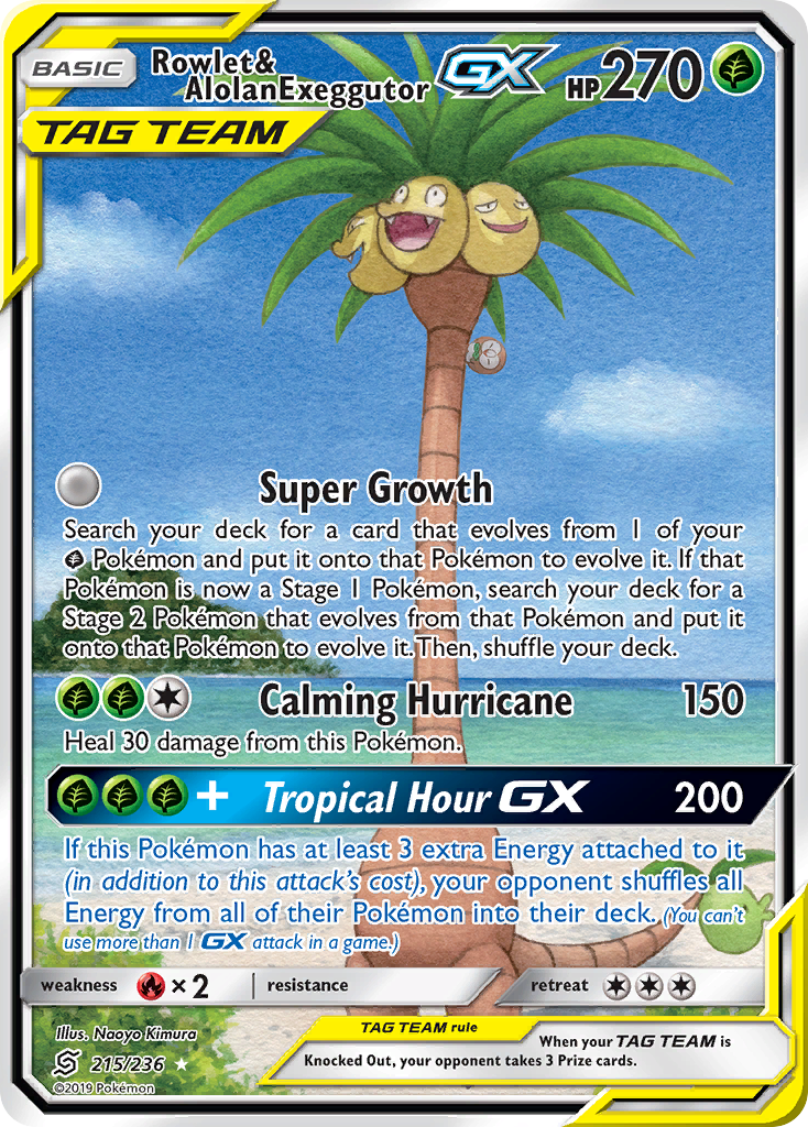 Unified Minds Rowlet & Alolan Exeggutor GX #215/236