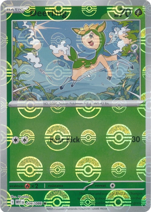 White Flare Deerling #6/86 Pokeball Holo