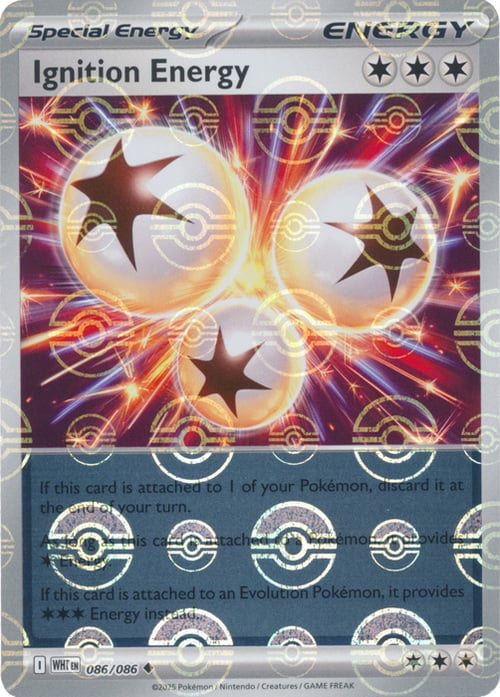 White Flare Ignition Energy #86/86 Pokeball Holo