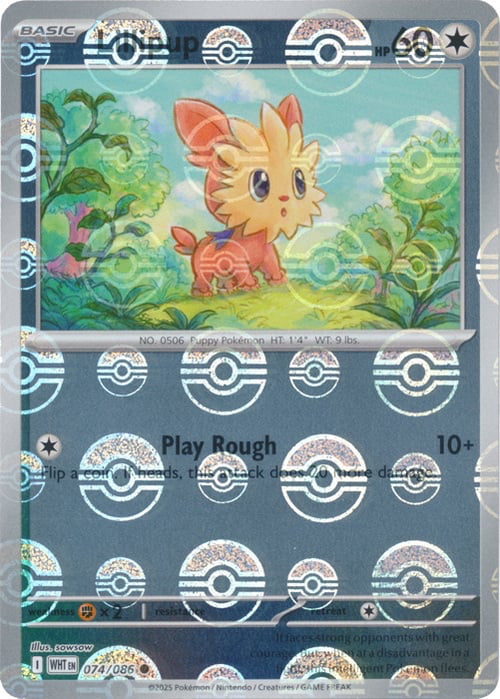White Flare Lillipup #74/86 Pokeball Holo