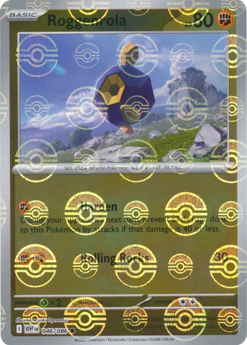 White Flare Roggenrola #46/86 Pokeball Holo