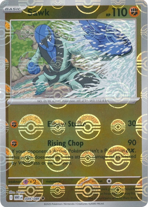 White Flare Sawk #49/86 Pokeball Holo