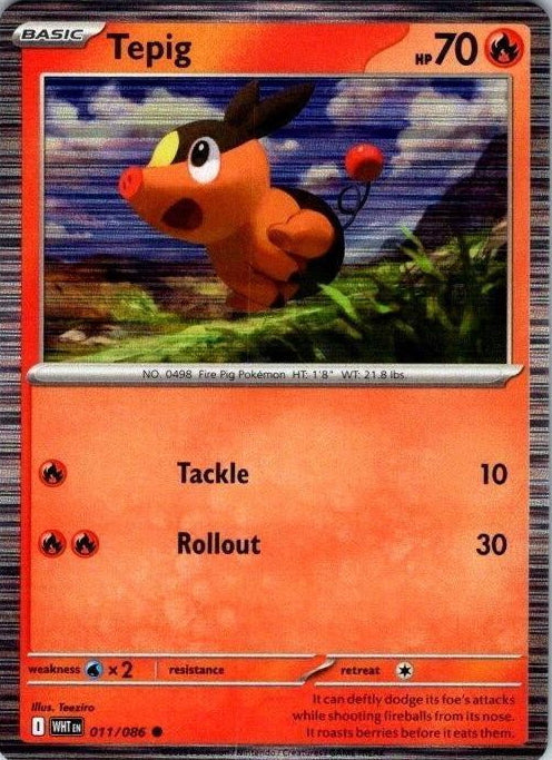 White Flare Tepig #11/86 Tinsel Holo