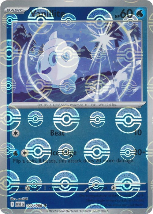 White Flare Vanillite #27/86 Pokeball Holo