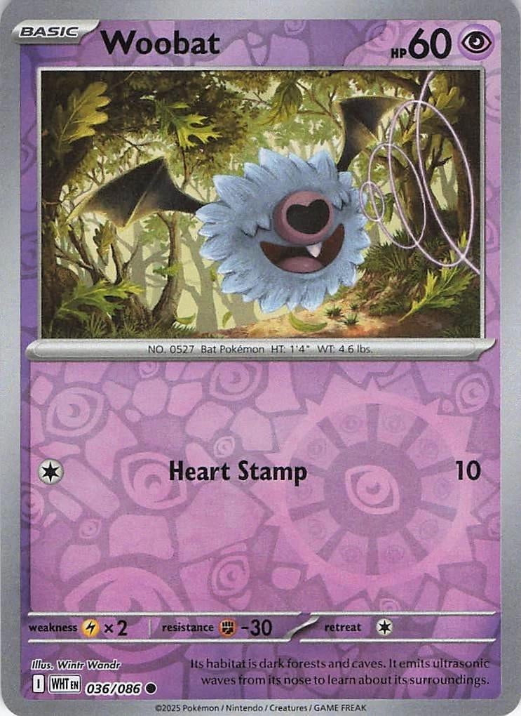 White Flare Woobat #36/86 Reverse Holo